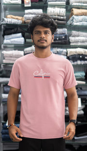 Half Sleeve Round Neck CALIFORNIA Printed Tshirt for Men - Pink-7 Man